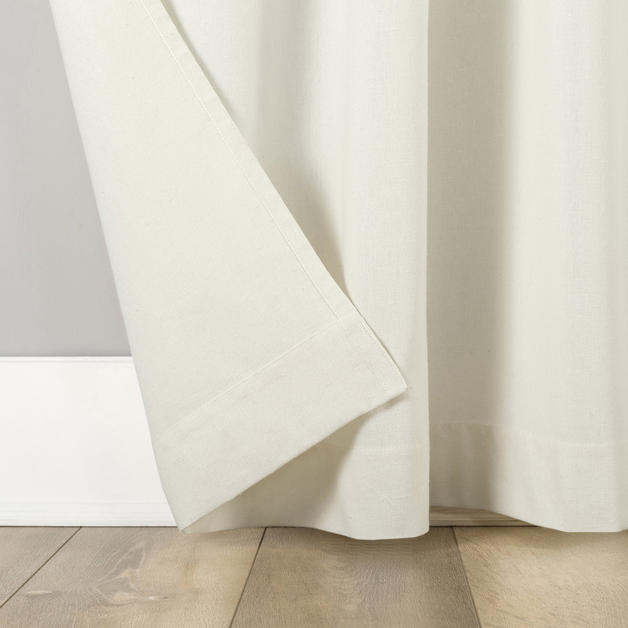 Archaeo  Cotton Blend Button Semi-Sheer  Tab Top Single Curtain Panel, 1 Panel, Cream, 40”W x 84"L