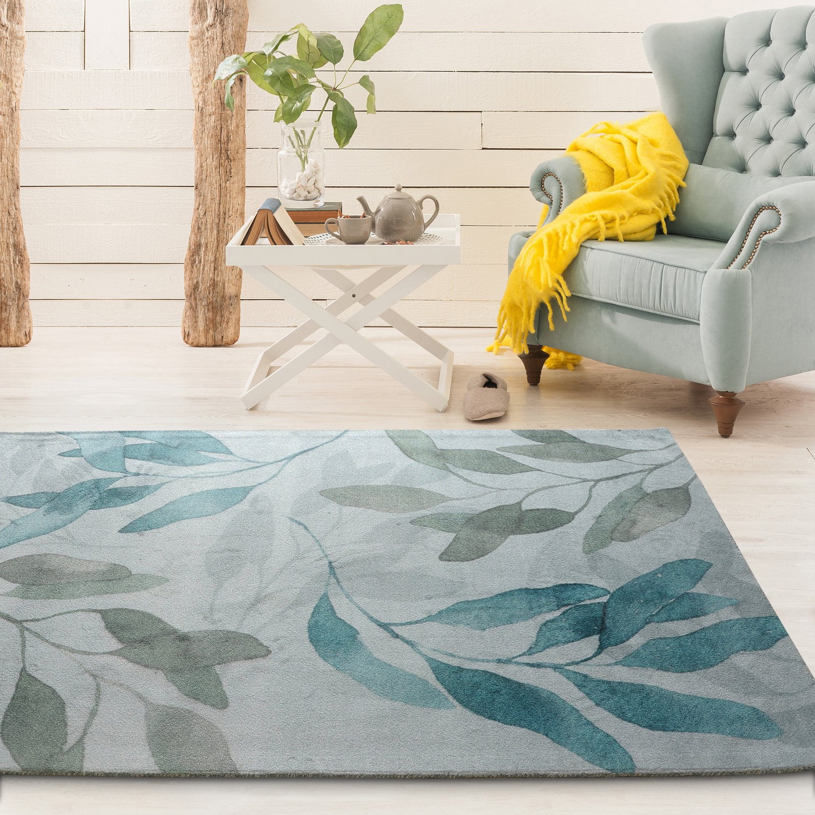 Rugsmith Teal Meadow Contemporary Floral Area Rug, Green
