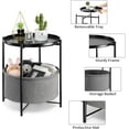 thumbnail image 3 of danpinera Metal Side Table Modern Nightstand with Fabric Basket Tray Round Table for Storage 20.47"H - Black, 3 of 7