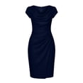 thumbnail image 5 of NTACZA Womens Summer Dresses Wedding Guest Dresses Midi Formal Cowl Neck Bodycon Ruched Waist Blue L, 5 of 5