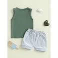 thumbnail image 6 of Baby Toddler Boy Shorts Set 3 6 12 18 24 Months 2T 3T Letter Print Sleeveless Tank Tops Solid Elastic Waist Shorts 2 Piece Summer Outfit, 6 of 9