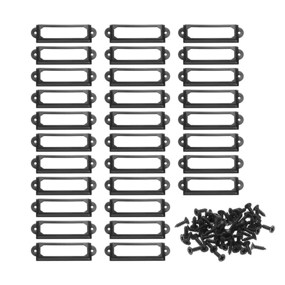 Uxcell 60x17mm Metal Label Holders, 30 PCS Label Frames with Screws, Black