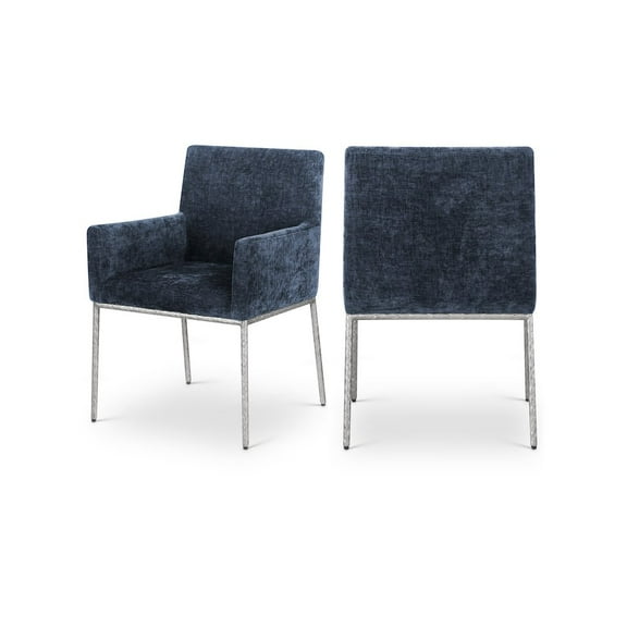 Meridian Furniture Reeves Navy Chenille Fabric Dining Chair (Set of 2)