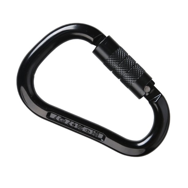 Mosquetón de aluminio autoblocante 24KN para escalar rappel CE Negro Zulema Mosquetón
