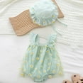 thumbnail image 4 of REDARER Girls Daisy Floral Romper Set, Mint Green Tulle Bodysuit with Matching Sun Hat,0-3 Months, 4 of 4