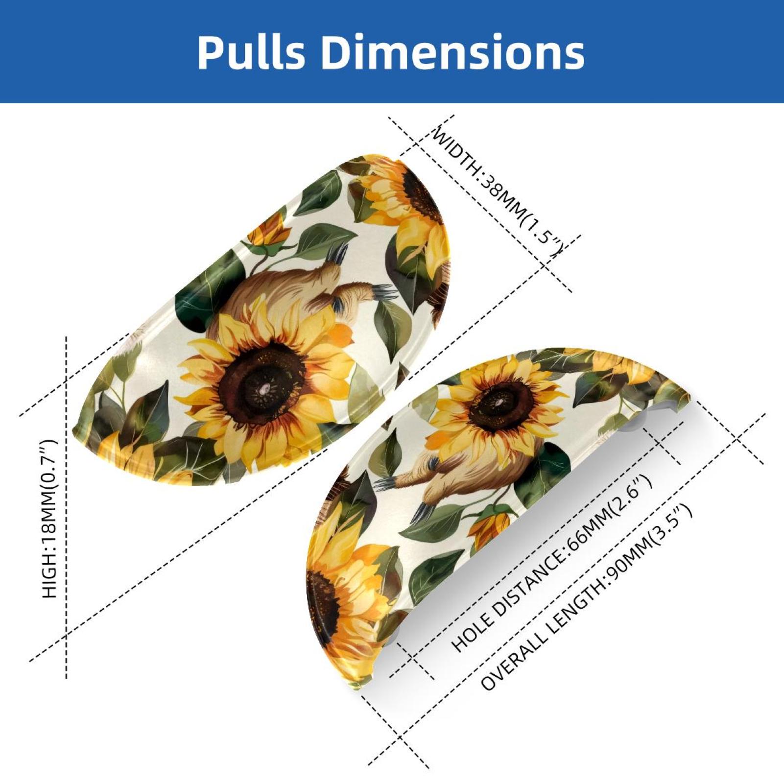 PhooArto 6 Pcs Cup Drawer Pulls, Sloth Sunflower Pattern Shell Shape Handles Cabinet Knobs for Dresser Cupboard Closet Wardrobe with Screws