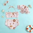 thumbnail image 1 of Girls Sun Safe Rash Guard Set with Matching Hat for Summer Beach and Pool Girls Swimwear 1, 1 of 3