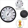thumbnail image 3 of Large Indoor & Outdoor Thermometer Hygrometer - 10in Waterproof Wall Mounted Thermometer, No Batteries Required (Black), 3 of 7