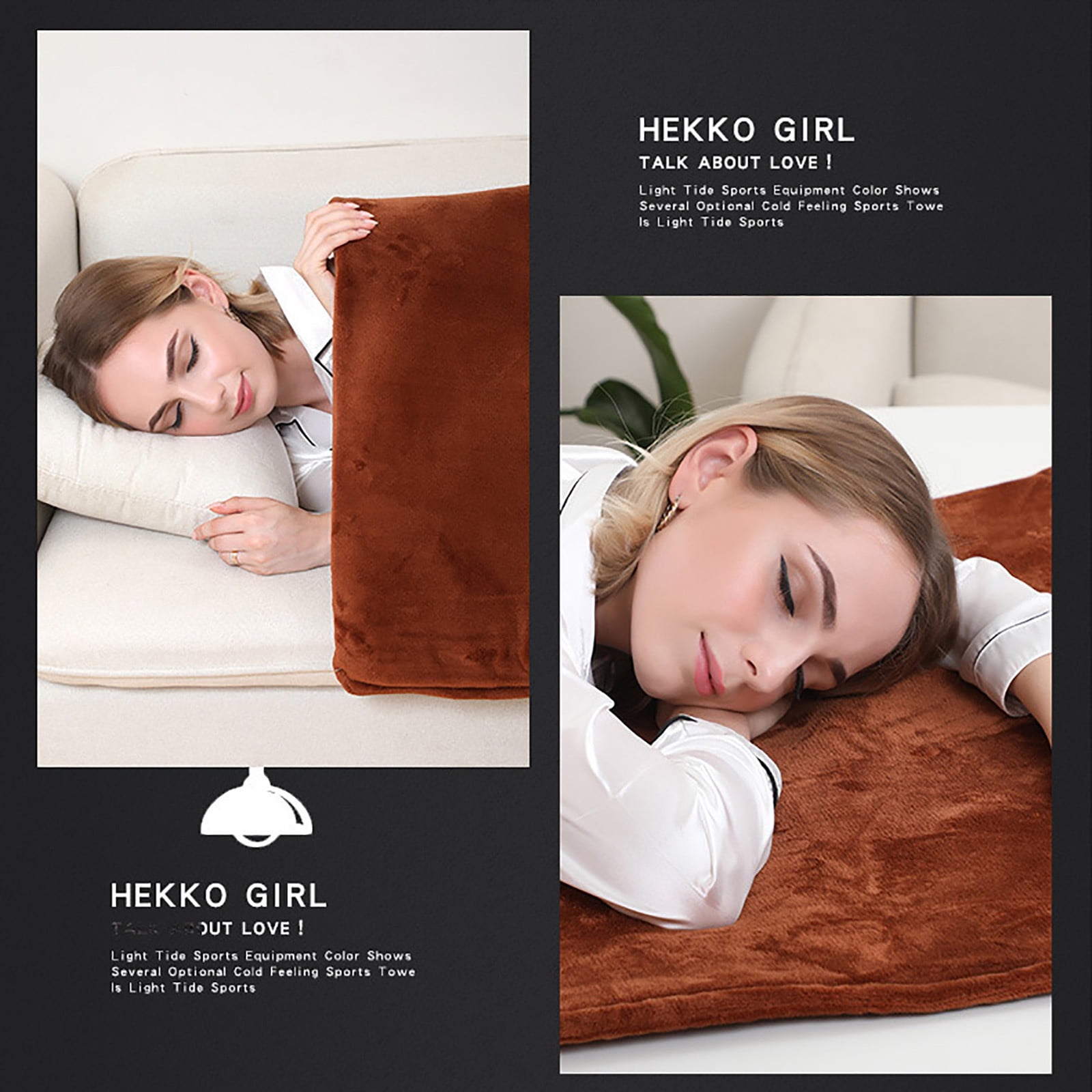 YUEHAO 45x75cm Heated Blanket Multi Function Fast Heat Electric Blanket Heated Throw Over Warm Blanket Brown