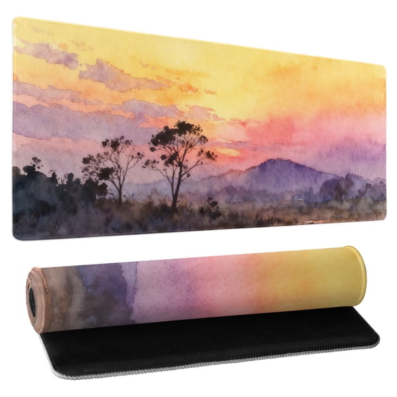 Watercolor Sunset Extra Large Office Gaming Keyboard Pad 31.5x11.8 inch Large Computer Mat Anti-Slip Keyboard Mat for Office and Gaming with Stitching Edge