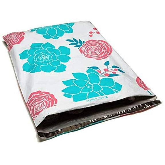 Designer Poly Mailers 19x24 X-Large: Succulents; Printed Self Sealing Shipping Poly Envelopes Bag (10 Pcs Total)