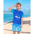thumbnail image 2 of Conjunto de traje de baño de dos piezas para niños, protector contra salpicaduras y bañador de manga corta, Blue Shark, 2 of 6