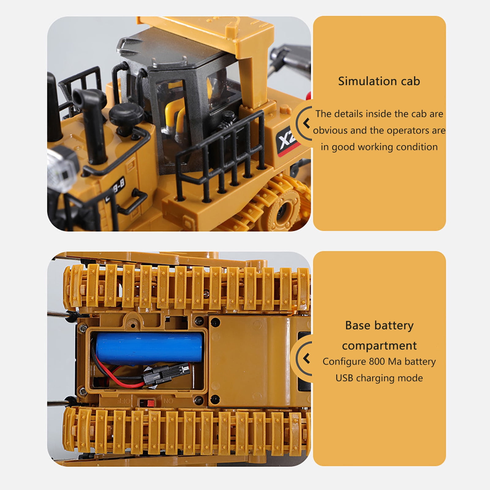 GARENAS Remote Control Truck Bulldozer Cater Pillar Remote Control Car Excavator Toy Alloy