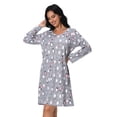 thumbnail image 6 of FEREMO Long Sleeve Nightgowns for Women Cotton Printed Sleepshirt Soft Loose House Dresses 2 Pack, 6 of 7