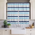 thumbnail image 4 of 3 Piece Kitchen Curtains and Valances Set Blue Grey Striped Cafe Curtains 36 Inch Length Farmhouse Stripes Simple Art Valance & Tier Curtain for Living Room Bedroom Small Window 54"x18"+27"x36"*2, 4 of 6