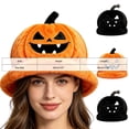 thumbnail image 4 of WXFAZCVU Pumpkin Hat Halloween Plush Embroidered Cosplay Party Headwear Trick Treating Accessory for Party One Size, 4 of 4