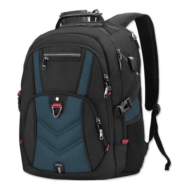 Mochila Para Laptop De 17 In Impermeable Negro con Azul Malubero Malu2186