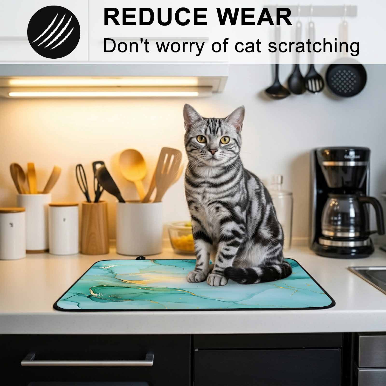 Teal Marble Stove Top Cover for Electric Stove, Heat-proof & Non Slip Glass Top Stove Cover Protector, Abstract Art Modern Ink Painting Kitchen Flat Cooktop Rubber Mat 24x21 Inches