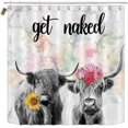 thumbnail image 2 of 4PCS Highland Cow Shower Curtain Set, Sunflower American Flag Barn Motivational Quotes Cattle Bull Farm Animal Country Rustic Farmhouse Bathroom Decor, Fabric Shower Curtain, Non-slip Bath Mat, 2 of 8