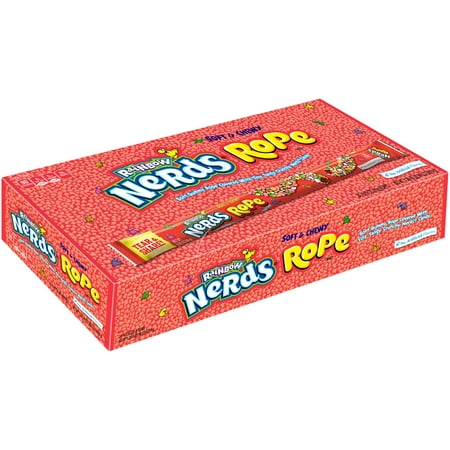Covered Compote Candy - Nerds Rainbow Rope Chewy, Crunchy Candy, 0.92oz (Box of 24)