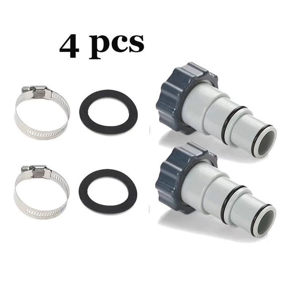 Hose Adapter w/Collar for Above Ground Swimming Pool, 1.5" to 1.25" Hose Adapter for Threaded Pumps & Plunger Valve,Pool Accessories(4 Pieces)