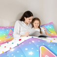 thumbnail image 6 of Homewish Cartoon Bowknot Monogrammed Bedding Comforter Set, Initial A Letter Twin Comforter Sets, Glitter Stars Rainbow Reversible Bedding Set, Microfiber Bedroom Decor, 2-Piece, 6 of 9