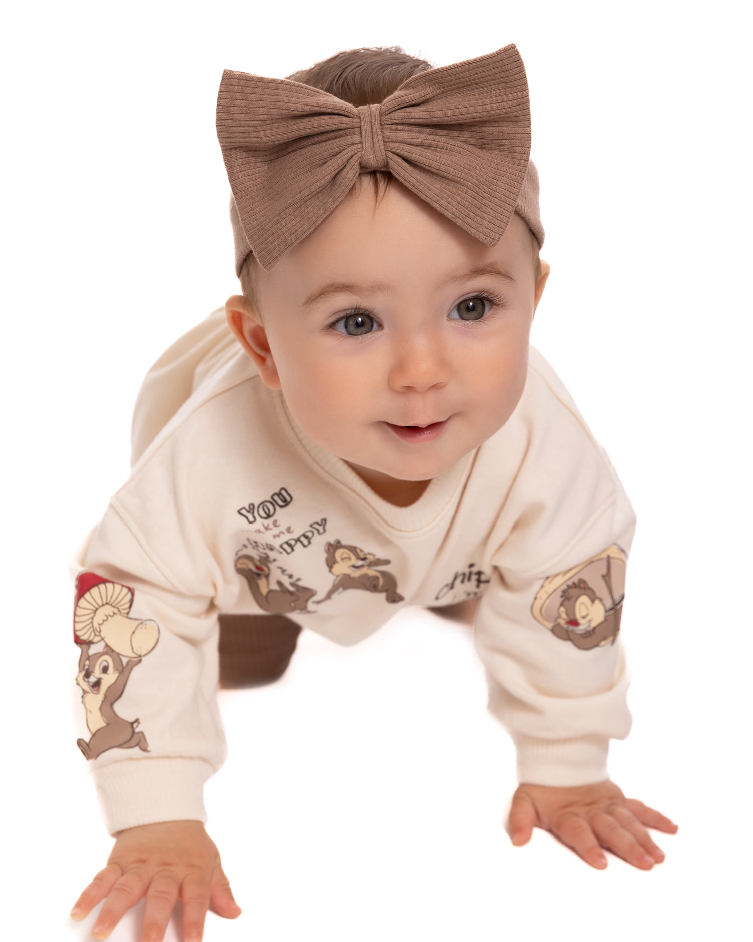 Disney Classic Chip n Dale Baby Girls Crewneck Sweatshirt, Leggings and Headband Set, 3-Piece, Sizes 0/3M-24M
