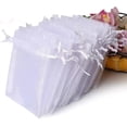 thumbnail image 1 of 50 bolsas de organza de perlas premium de 10 x 5 cm, bolsa de organza transparente blanca para regalo de boda con cordón, bolsa de regalo para joyería., 1 of 2