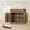 thumbnail image 3 of Farmhouse Coffee Bar Cabinet and Accent Sideboard, 30" Buffet Cabinet with Barn Door & Drawer, Wide Desktop Storage Cupboard with Adjustable Shelf for Kitchen, Entryway & Dining Room, Brown Wood Grai, 3 of 11