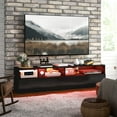 thumbnail image 2 of HOMCOM High Gloss TV Cabinet for TVs up to 75" with Lights Storage Black, 2 of 10