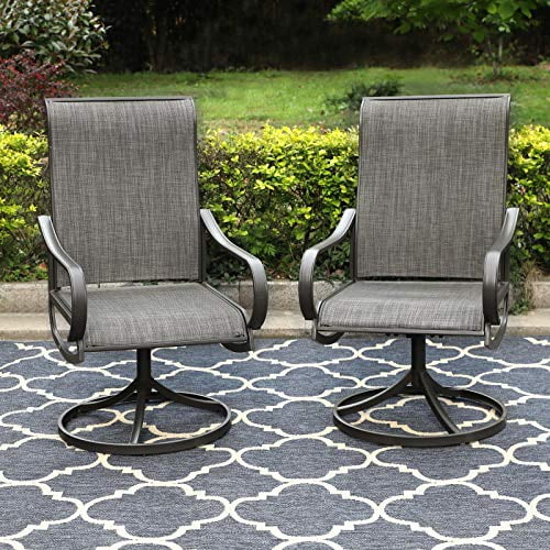 Phi Villa Patio Swivel Dining Chairs Set Of 2 Outdoor Kitchen Garden Metal Chair With Textilene Mesh Fabric Furniture Gentle Rocker Black Frame Com Phi Villa Patio Swivel Dining Chairs, Metal Swivel Rocker Patio Furniture