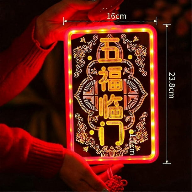 New Year's Spring Festival Indoor Decoration Led Color Lights Luminous Fuzi Hanging Lights,c