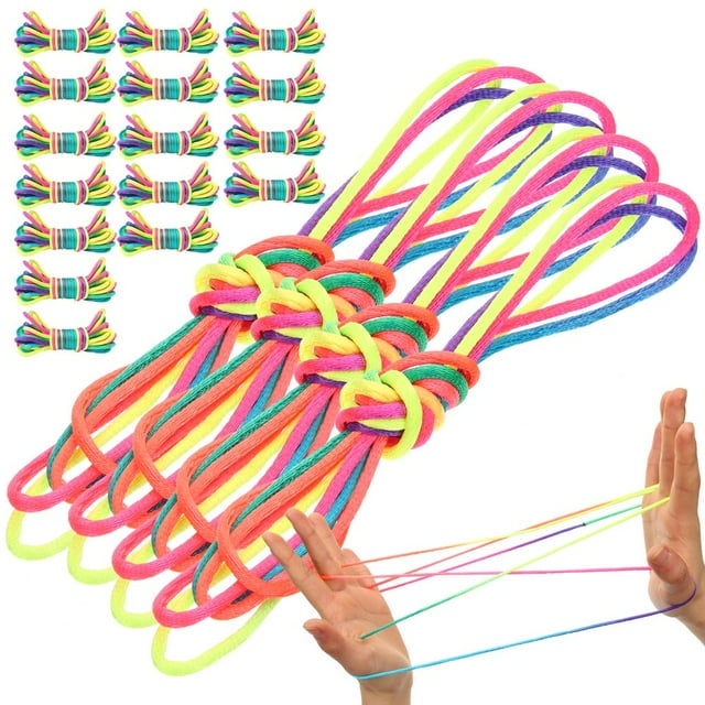 LEEYNEER 20 Pcs String Set 90s Game Kids Finger String Tricks Colorful Looping Strings Fun and Learning