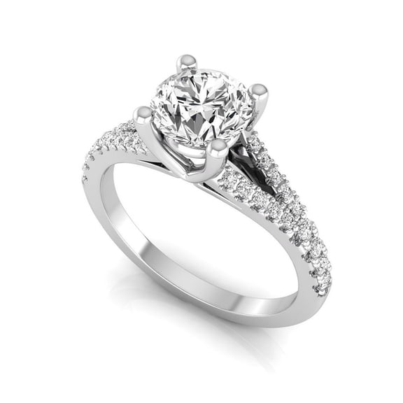 SHANTI JEWEL 14K White Gold 1.25 Carat Round Cut Lab Grown Diamond (1 Ct, F, VS1) IGI Certified Split Shank Engagement Wedding Ring for Women 7 US