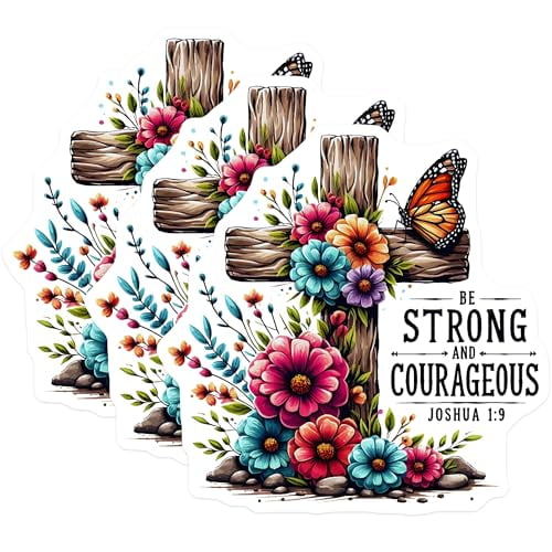(3 Pack) Christian Decals - Cross Butterfly Art - Inspirational Scripture - 3 Inches On Longest Side - Easy Peel & Apply - Made in USA - 3MCS8398