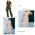 thumbnail image 3 of Monos De Mujer Cómodo Cuello En V Mameluco De Pierna Ancha Casual Para Verano ANGGREK Ropa, 3 of 5