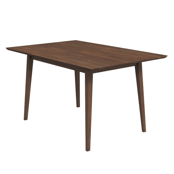 Mid-century Modern Solid Wood Table, Brown Stain Finish, Rectangular Dining For 4-6 With Beveled Edges 4 - 6 Seating, Edge Design