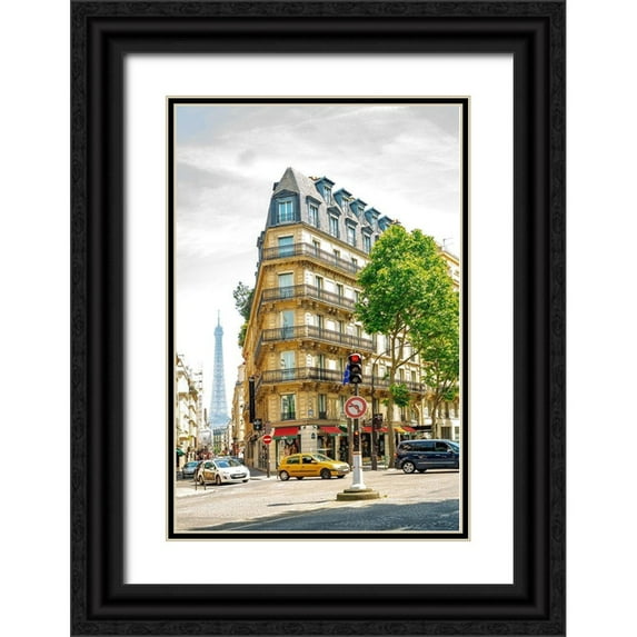 Murdock, Ramona 11x14 Black Ornate Wood Framed with Double Matting Museum Art Print Titled - Paris Corner