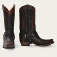 thumbnail image 2 of Men's Stetson Biker Outlaw Eagle Boots Square Rocker Toe Handcrafted Black Brown, 2 of 5