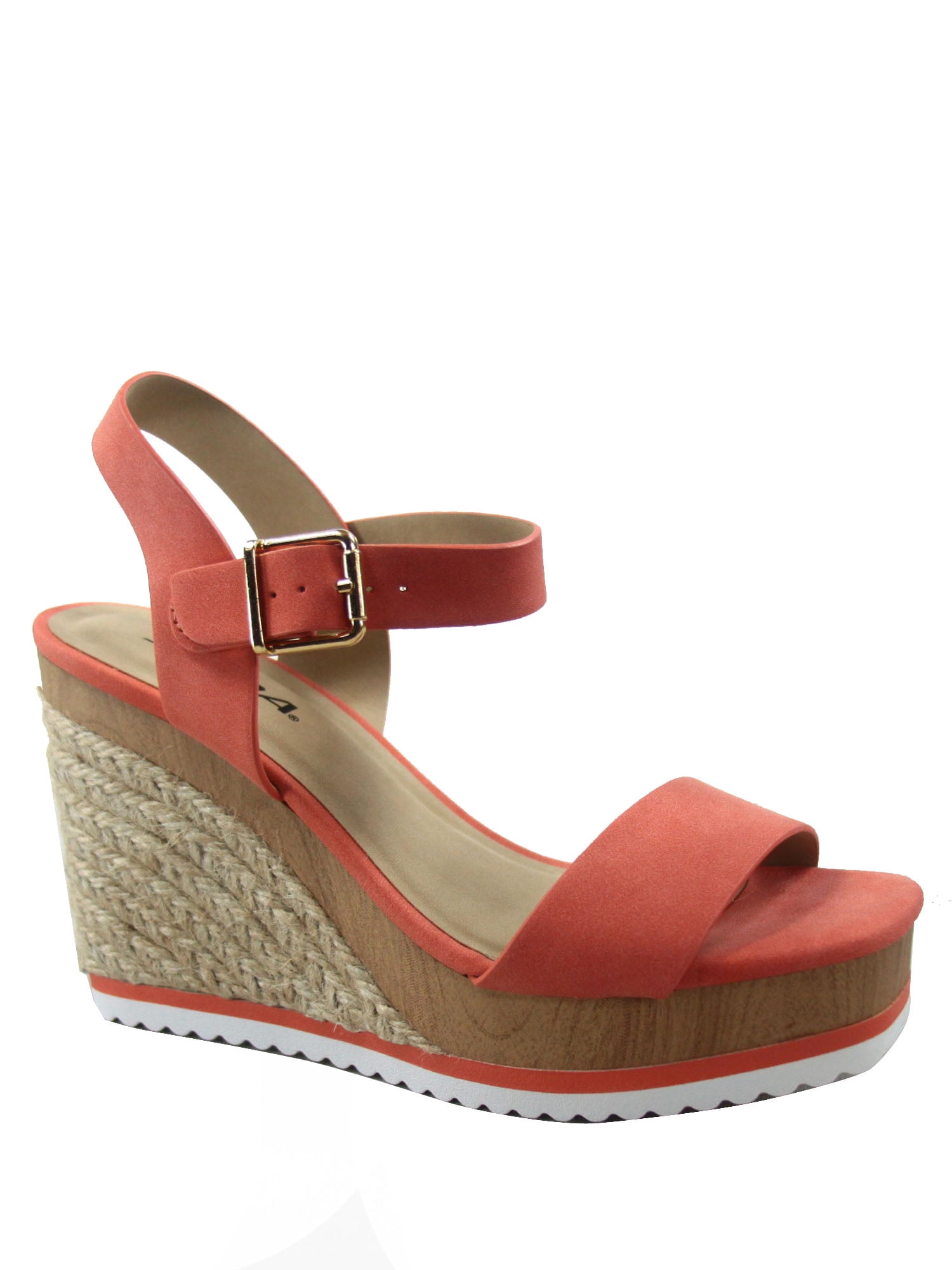 Issue-s Casual Espadrilles Jute with Woods Open Toe Buckle Ankle Strap ...