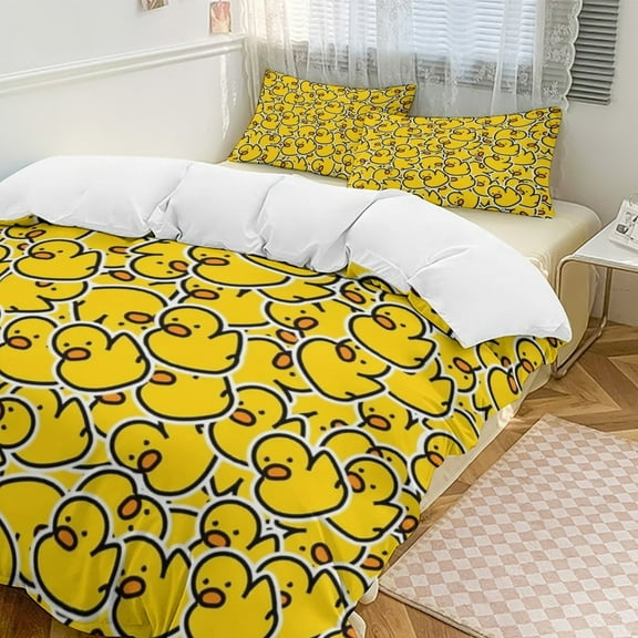 A Big Bunch of Yellow Rubber Ducks 3D Set Duvet Cover Quilt Cover Theme for Twin Size