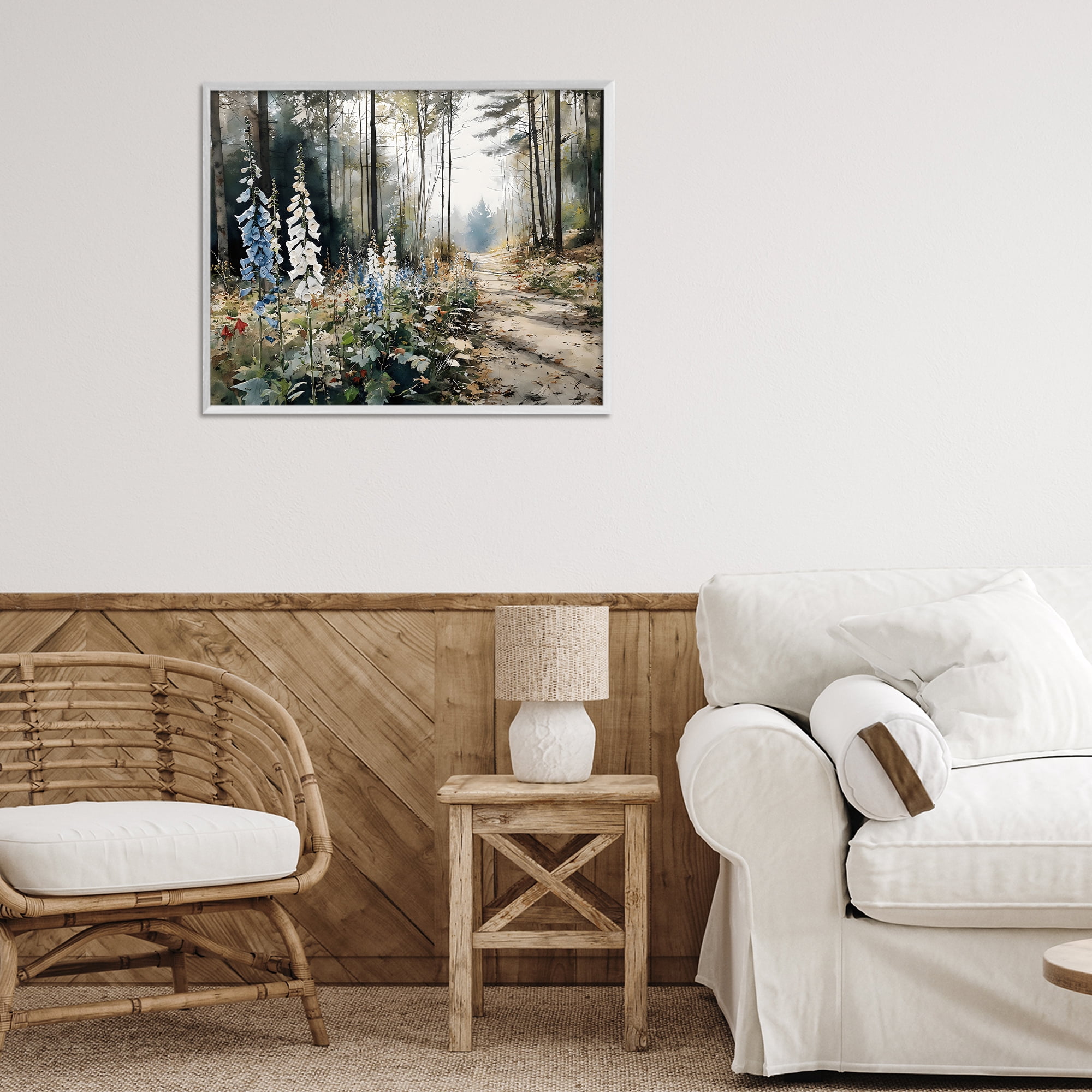 Stupell Industries Foxglove Path Sunlit Woods White Framed Giclee Art, design by Franklyn Gregory