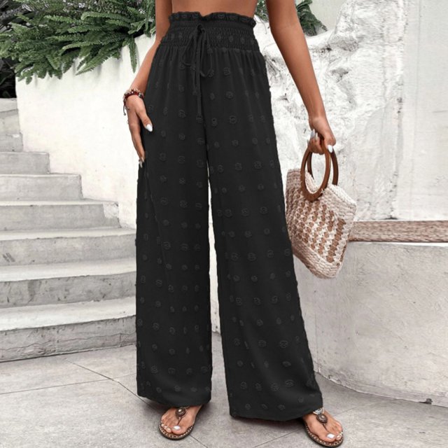 Pantalones Pantalones largos casuales para mujer, cómodos pantalones palazzo, pantalones elásticos de cintura alta para desplazamientos Ygjytge Negro T XL para Mujer