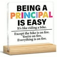 thumbnail image 2 of Principal Appreciation Gift "Being A Principal Is Easy" Humorous Acrylic Desk Sign With Colorful Typography Desktop Decoration For School Office Teacher Thank You Gift Principal Thank You Gifts, 2 of 7