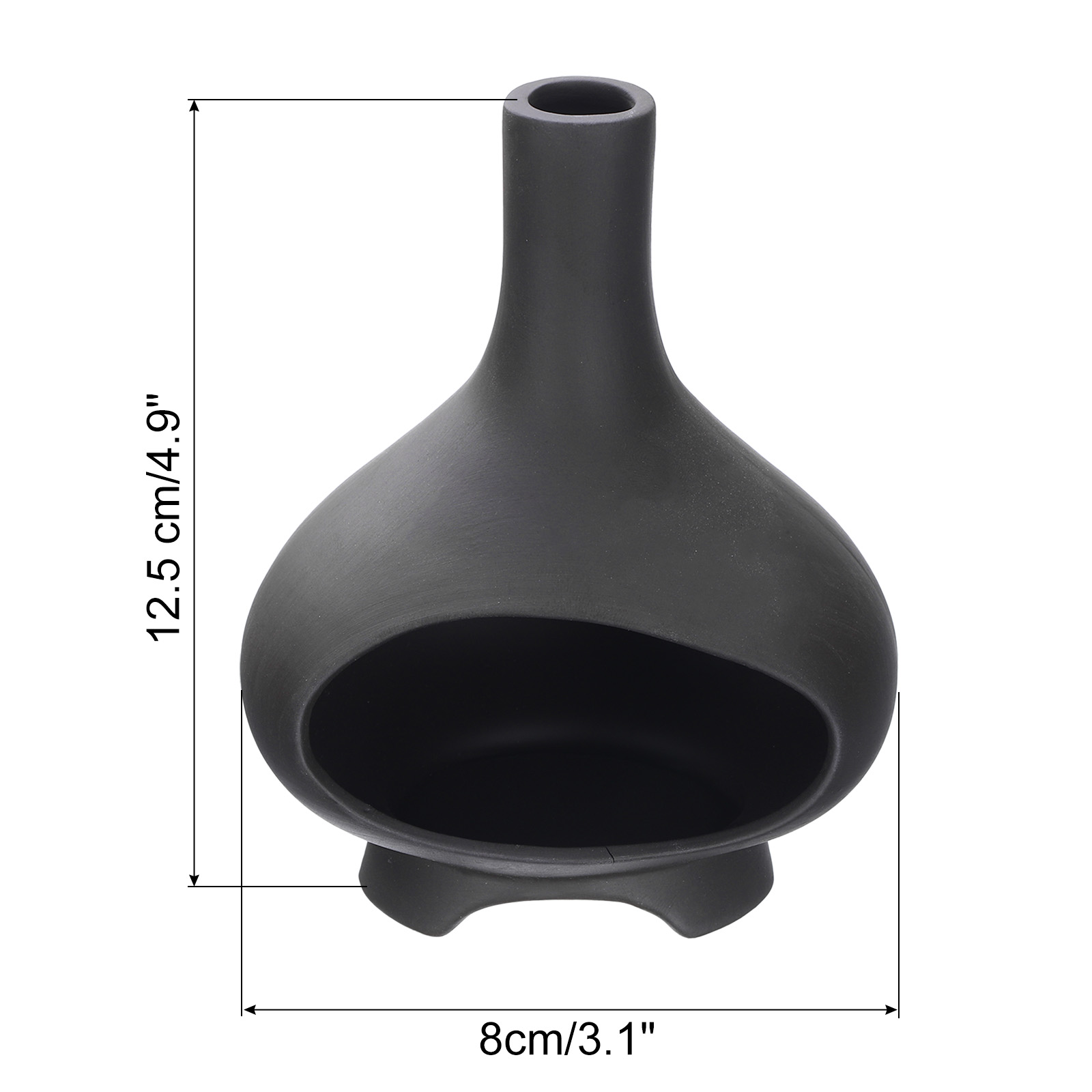 Uxcell 12.5 cm Modern Incense Burner Ceramic Incense Holder Ash Catcher for Meditation Aromatherapy Yoga Black