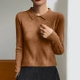 thumbnail image 4 of Fanxing Womens Lapel Pullover Sweater Slim Fit Long Sleeve Lightweight Base Layer Dressy Casual Business Basic Knit Pullover Top Brown L, 4 of 5