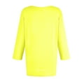 thumbnail image 3 of Going Out Tops for Women Summer Plus Size Tshirts 3/4 Sleeve O-Neck Tees Casual Loose T-Shirts (Yellow), 3 of 9