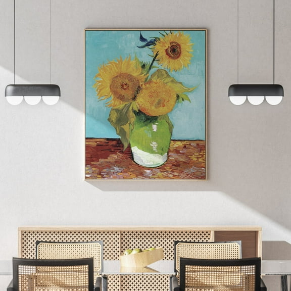 Vase with Three Sunflowers - 1888 | Vincent Van Gogh | Premium Fine Art Print | 19th Century Dutch | Post-Impressionism Art | Botanical | Plant Art | Nature Art