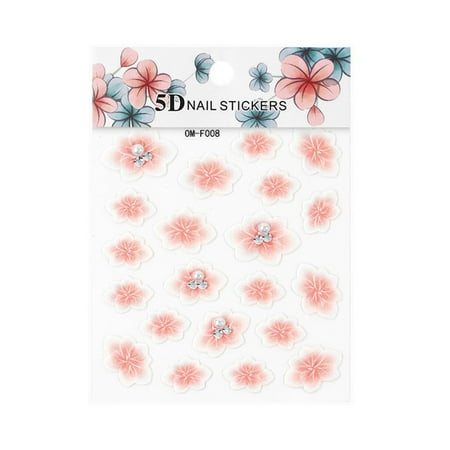 Yeacher 5D Flowers Nail Sticker Embossed Petal Nail Sticker Slice Self ...