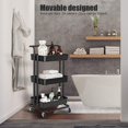thumbnail image 2 of 3-Tier Rolling Utility Cart with Handle, Kitchen Storage Cart Rolling Cart Makeup Cart Mobile Storage Organizer, with Roller, Wheels, for Kitchen, Bathroom, Office, Coffee Bar, Teachers, 2 of 8